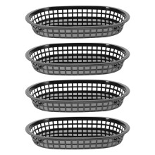 12Pcs Versatile PP Food Basket Set Black for Home Hot Dog Bread Snacks