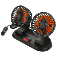 Compacte Auto Fans, Dubbele Koppen, Zwart, Verstelbare Ventilator