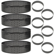 20Pcs Perforated Stainless Steel Cake Rings Black Round Baking Molds