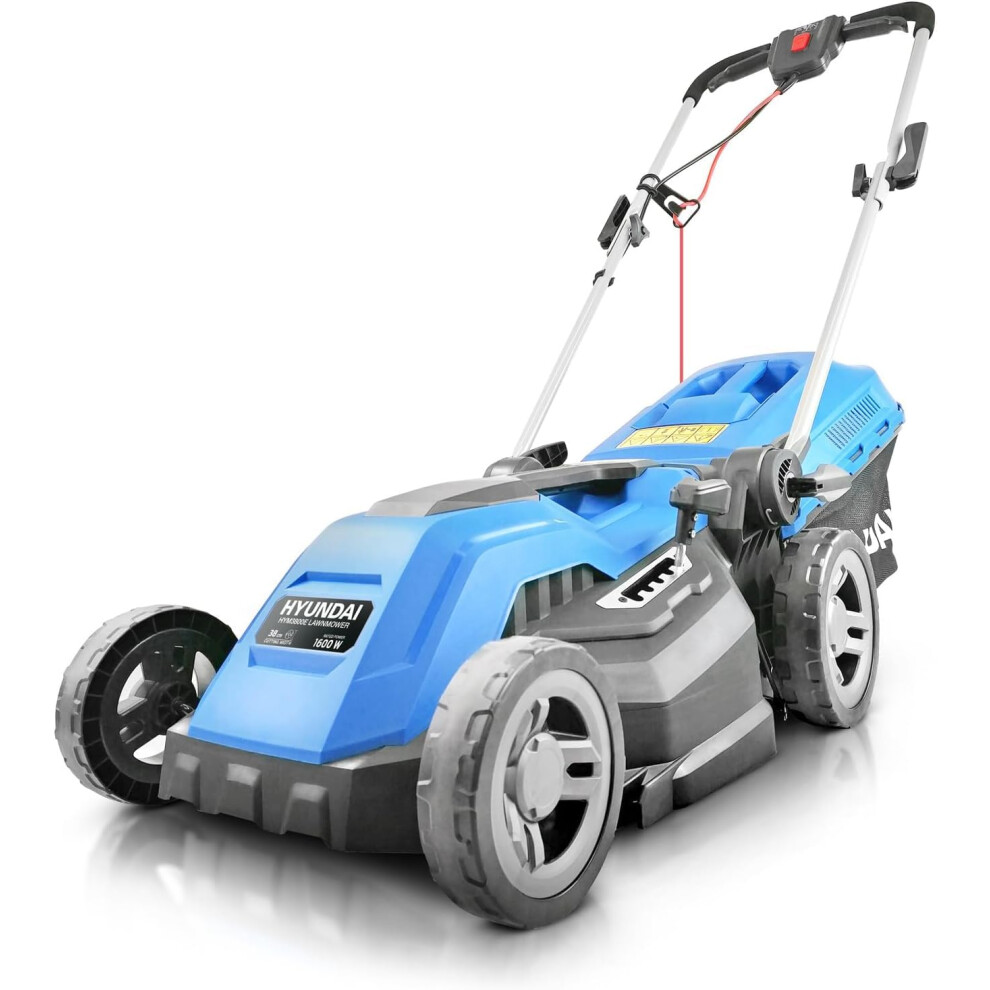 Hyundai 15'' / 38Cm 1600W Electric Lawnmower With Rear Roller With Mulching Feature 40 Litre Collection Bag And 5 Cutting Heights With 10M Power Cabl
