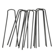 Ram Black Heavy Duty 50 x Galvanised Ground Pegs Garden Lawn Pegs Stakes Staples Lawn U Shaped Nail Pins For Weed Control Membran