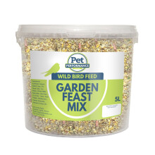 Pet Performance Garden Feast Wild Bird Food Mix, 5l Litre Tub, blend of mealworms & suet pellets for high energy & protein boost, ideal for hanging f