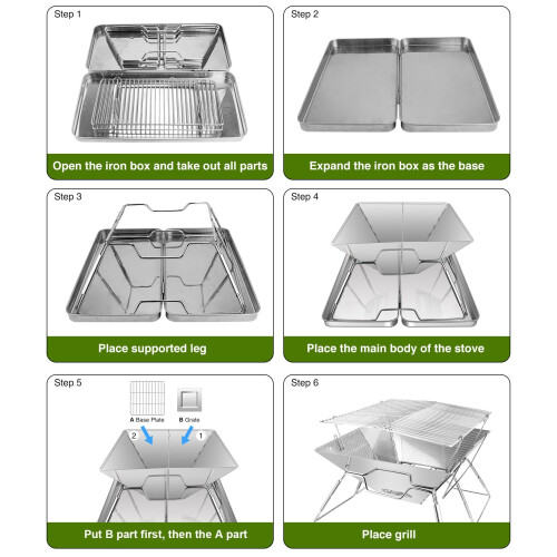 Foldable Fire Pit Grill Portable Fire Pit, Collapsible Camping Campfire Grill Se 2
