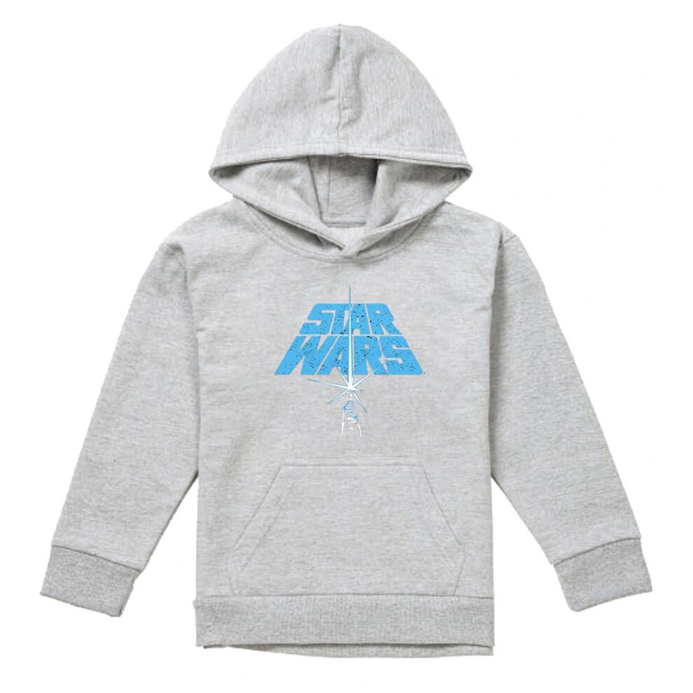 Star Wars (7-8 Years, Athletic Heather) Childrens/Kids Lightsaber Heather Logo Hoodie