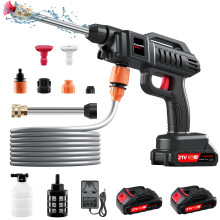 Victoam 21V 1500W Handheld Pressure Washer Kit, Cordless Pressure Washer with 5M Hose & 2 Nozzles, 2 Batteries, High Pressure Washers for Car Patio G