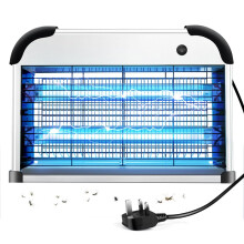 Fly Zapper Electric Indoor, Powerful 3500V Fly Killer, 20W UV Bug Zapper with Metal Hanging Chain & Washable Tray, Electronic Fly Catcher Ideal for L