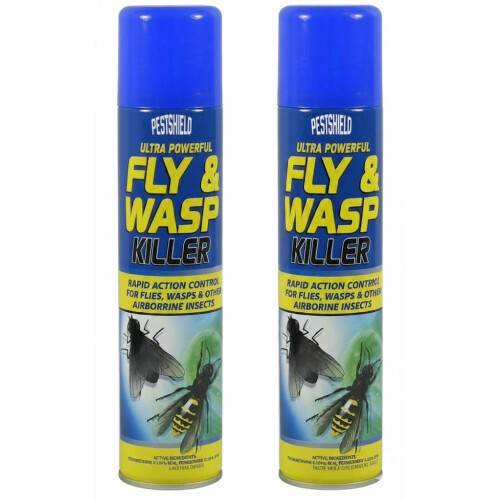 2 x Pestshield Fly & Wasp Flying Insect Killer Spray 300 ml by