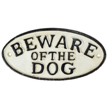 AB Tools "Beware of Dog" Cast Iron Sign Plaque Door Wall House Fence Gate Post Garden