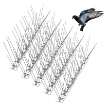 Remiawy Bird Spikes for Pigeons Small Birds Cat, 15 Feet Bird Spikes Stainless Steel Bird Deterrent Spikes 14 Strips 4.6m