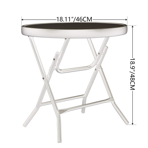 PHI VILLA Small Garden Table Folding Outdoor Side Table Outdoor Coffee Table, Black 2