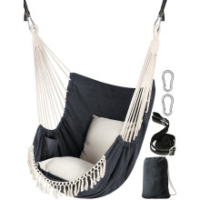 Chihee Hammock Chair Hanging Swing 2 Seat Cushions Included,Strong Webbing Straps and Hooks for Easy Hanging Soft Cotton Weave Hanging Chair Side