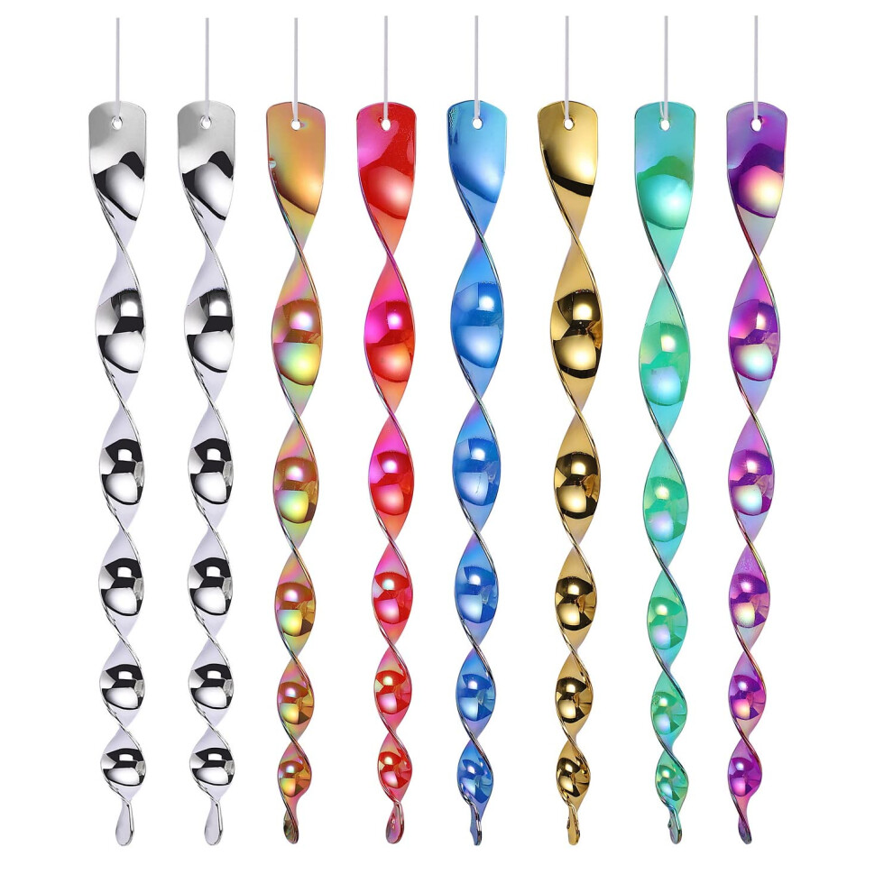 Yafe 8Pcs Reflective Bird Deterrent Rods, 7 color 30cm Hanging Bird Repellents Reflective Wind Spiral- Keep Birds Away From Your Home, Garden, Patio-image-OPC-PRMQ5DT-NEW