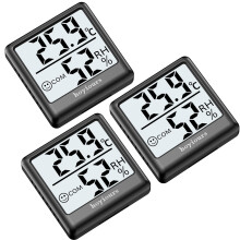 hoyiours Digital Hygrometer, Indoor Thermometer LCD, Thermometer Room Temperature, Humidity Meter Gauge, 3 Pack Black