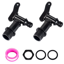 2 Set Water Butt Tap, 3/4" Plastic Snap-Fit Water Butt Connector Kit Hosepipe Rain Barrel Tap 3/4 Inch Bsp Thread Replacement Tap for Home Garden Wat