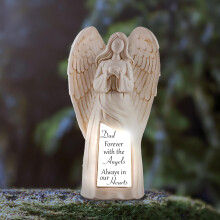 Muldale Dad Grave Ornament - Angel Statue for Dad - Fathers Day Memorial for Garden - Solar Light Graveside Outdoor - Light Up Grave Memorial Gifts