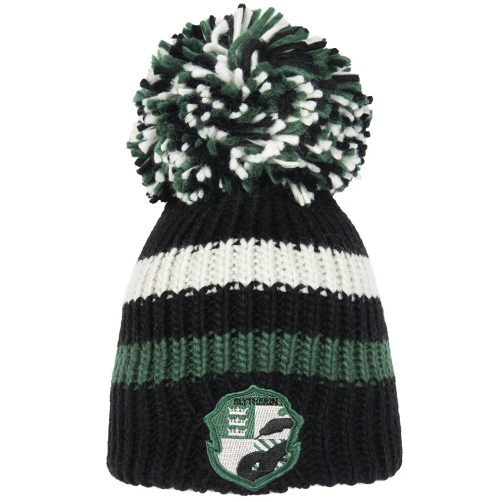Harry Potter Unisex Adult Slytherin Bobble Beanie Black