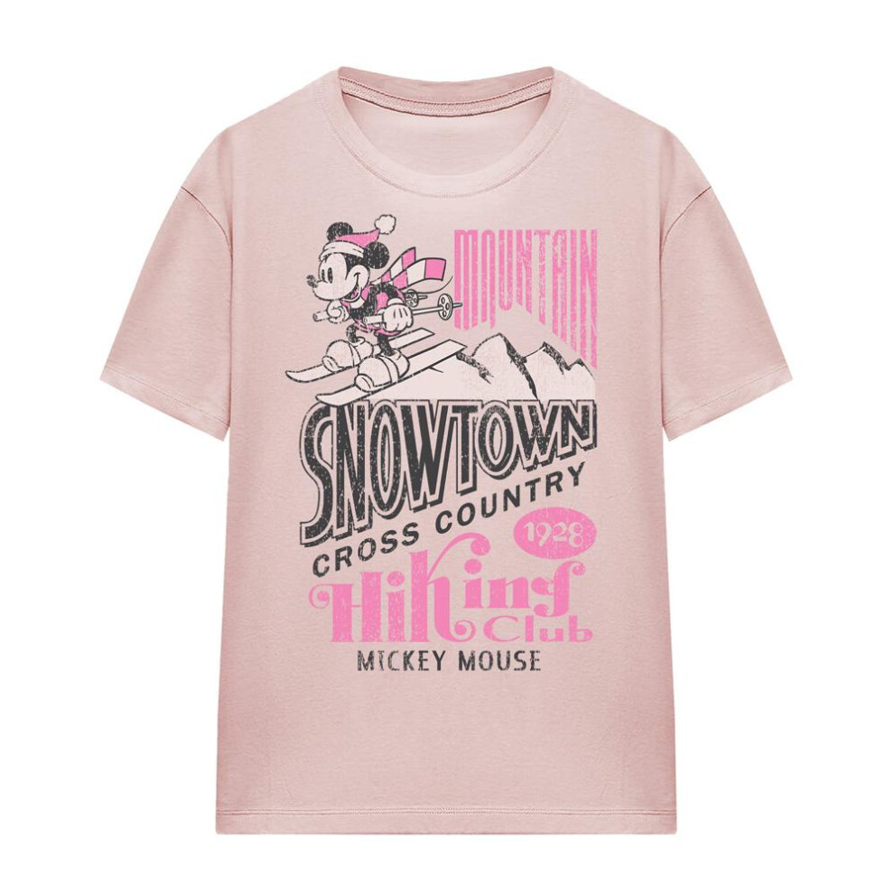 Disney (Xxl, Pink) Womens/Ladies Snowtown Ski Mickey Mouse T-Shirt