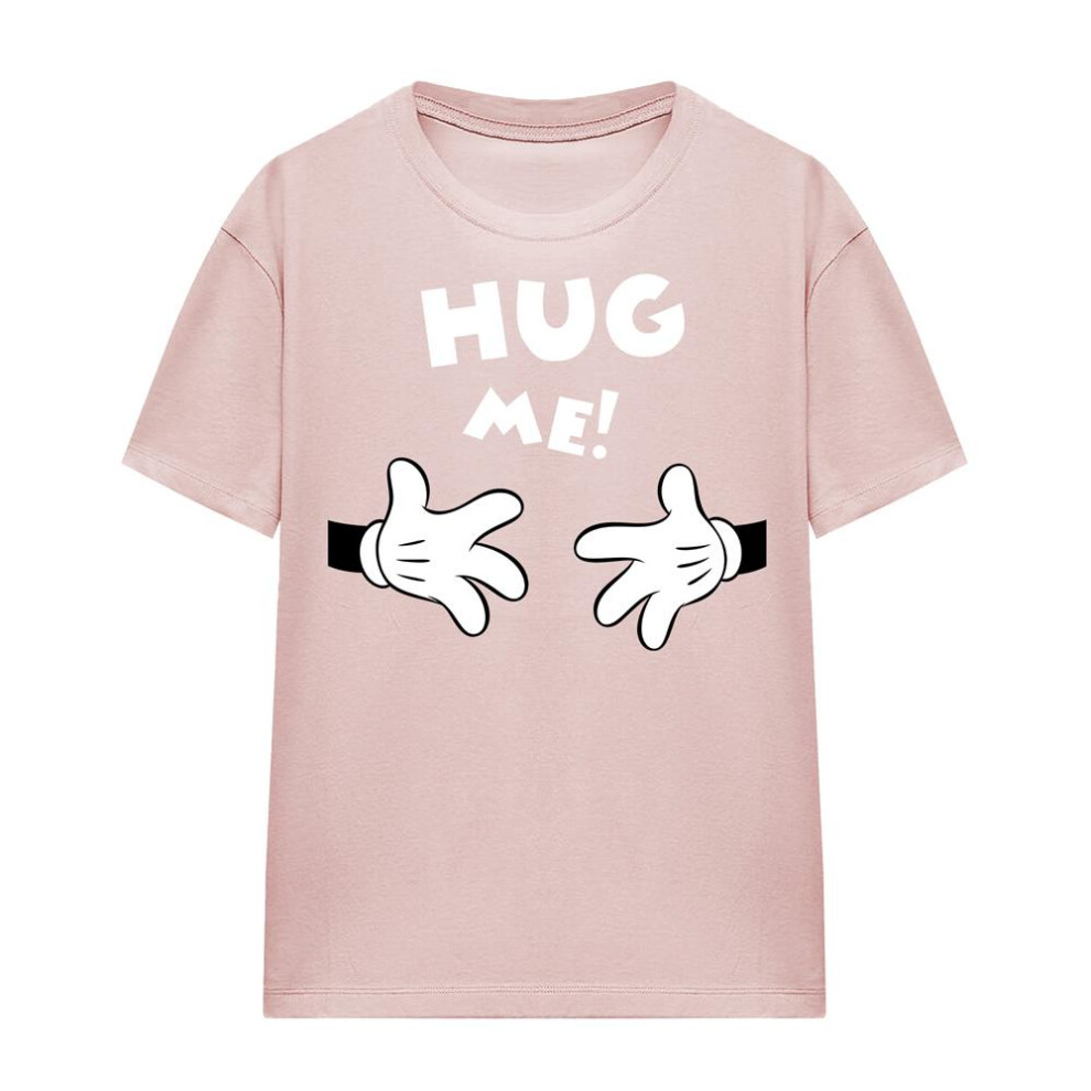 Disney (L, ) Womens/Ladies Hug Me Mickey Mouse Valentine's Day T-Shirt Pink