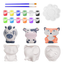 CMANLNYK 6 Sets Paint Your Own Ceramic Succulent Planter Pots - Cute Pottery Painting Kit, Plant Pot Sets for Kids, Pottery Kit for Adults, Potted Gi