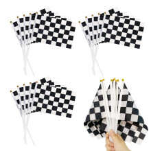 15 Pieces Checkered Flags, Racer Waving Flags, Racing Themed Supplies, Scene Arrangement and Party Decoration