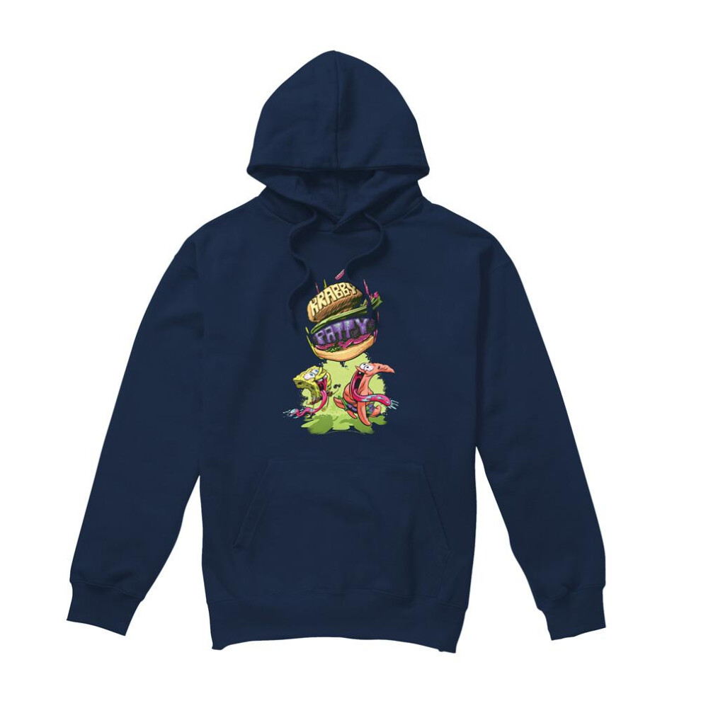 Spongebob Squarepants (Xl, Navy) Mens Krabby Patty From The Sky Hoodie Blue,Multicoloured