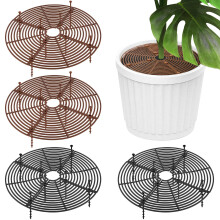 QWORK 4 Pack Plant Pot Grid with Anti-Skid Nails, 11.8" /30cm Cuttable Flower Pot Soil Protector Cover to Protect Plants from Cats Dogs