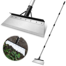 Multi-purpose garden cleaning shovel with adjustable five-section handle and gloves, heavy-duty steel flat shovel, 38cm wide blade, suitable for gard
