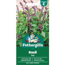 Fothergill's Basil Thai, Vegetable Seeds, 300 Seeds, Sow: Jan-Dec, Green