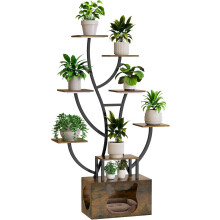 YITAHOME Plant Stand Indoor with LED Grow Lights, 160CM Tall Curved Plant Holder Rack,6-Tier Metal Plant Shelf with Cats Bed, Flower Holder Corner St