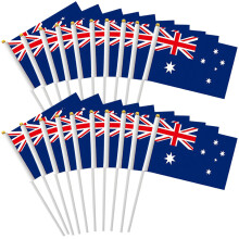 Xunerloy Australia Flags, 50 PCS 21 14cm HandHeld Australian Flags on Sticks for Australia Day Party Decorations for Culture Day Sports Events Gard