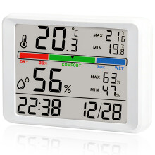 Humidity and Temperature Monitor Hygrometer Indoor Digital Room Thermometer with High Low History, Humidity Temperature Gauge Meter Wireless for Home