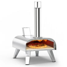 BIG HORN OUTDOORS 12 Inch Wood Pellet Pizza Oven, Portable Stainless Steel Outdoor Pizza Oven with Pizza Stone
