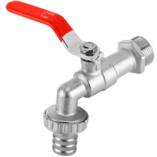 Garden Tap Kit - 1/2" Garden Lever Tap Valve with Red Handle - Silver Metal Hose Plug Outdoor Bib Tap Kit BSP Thread, IBC Container Accessories for S