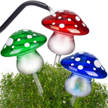 NiHome Glass Mushroom Plant Self Watering Globe Set of 3 Colors, Durable Hand-Blown Glass Bulbs Automatic Home Plant Hydration System for up to 3 Wee