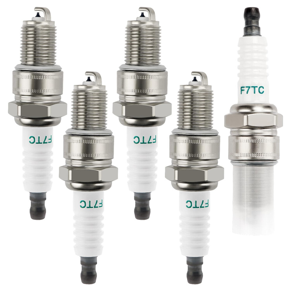 Voogenzek 5 Pcs Spark Plug F7tc, Lawnmower Spark Plug, F6tc / F7tc Spark Plug Replacement, For Gx120 Gx200 Gx240 Go Kart Mini Bike Tillage Polishing 69650581