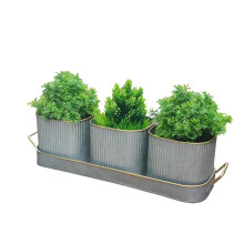 Dipamkar Set of 3 Galvanized Windowsill Herb Pots Metal Herb Planters Wth Saucer for Kitchen Window Indoor and Outdoor Use