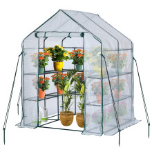 JUNGLE STONE Walk In Greenhouse With 10 Shelves, Reinforced PE Plastic Cover With Sturdy Steel Frame, Greenhouse/Plant Nursery for Gardens, Patios or