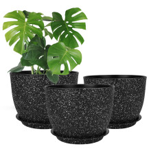 CSYY 25/23/20cm Plant Pots Indoor, Large Plastic Plant Pots, Flower Pots Outdoor Self Watering Indoor Plant Pot with Drainage Holes and Tray, Plastic