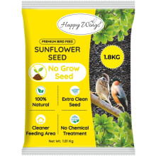 Happy Wings NO GROW Black Oil Sunflower Bird Food for Wild Birds - Highly Nutritious Bird Feed - (1.8 Kg)
