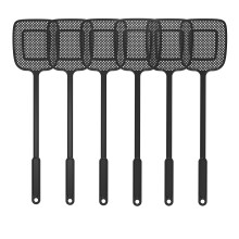 MR.SIGA Heavy Duty Long Handle Fly Swatter, Black, 6 Pack