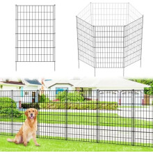 Thealyn Garden Fence 101cm High x 71cm Wide (5 Panels, Total Length 3.5m) No Dig Fence Outdoor Rustproof Metal Decorative Dog Animal Barrier Borderfo
