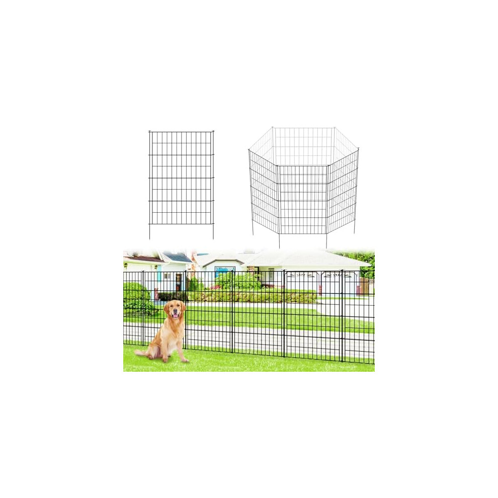 Thealyn Garden Fence 101Cm High X 71Cm Wide (5 Panels, Total Length 3.5M) No Dig Fence Outdoor Rustproof Metal Decorative Dog Animal Barrier Borderfo 00000039999078