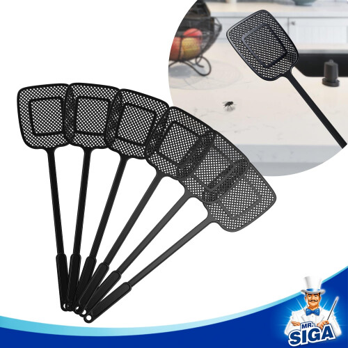 MR.SIGA Heavy Duty Long Handle Fly Swatter, Black, 6 Pack 2
