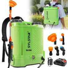 SYLSTAR Battery Powered Knapsack Sprayer 12L,80PSI Pressure Spray Compatible With Makita 18V Battery,Backpack Sprayer With 5 Nozzles,39.3'' Telescopi