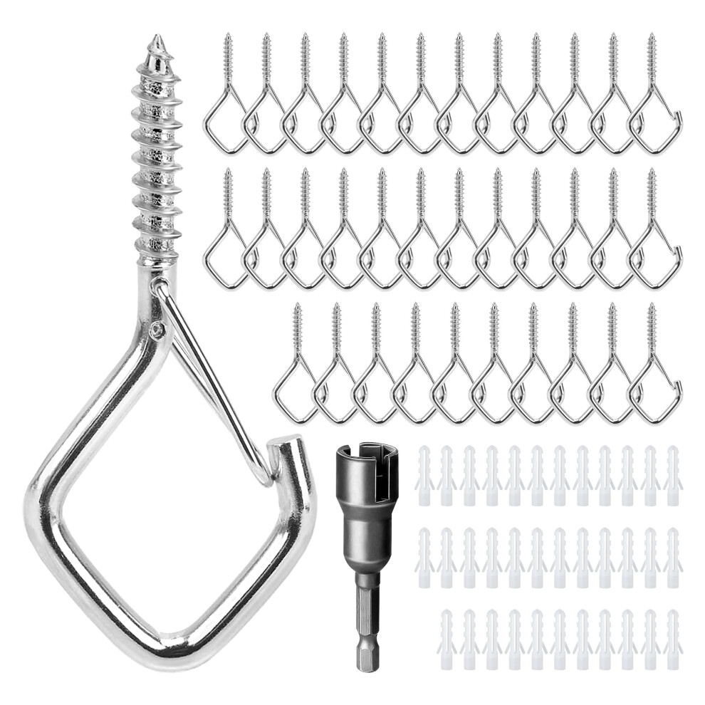Ticway 35 Pcs Q-Hanger Hooks For String Lights, Ceiling Hangers For Plants & Wind Chimes, Christmas Decorations Outdoor Hooks (Stainless Steel) 71747736