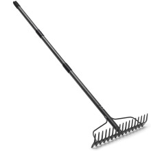 Harrms Bow Rakes 152cm, 17-Tine Wide Head Garden Rake, Heavy Duty Adjustable Rake for Soil, Leaves & Gravel, Grey
