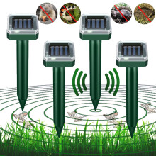 4 Packs of Mole Repellent Outdoor Solar Ultrasonic, Mole Stopper Scare Vole for Lawn Garden & Yard Home, Snake Repellent-Solar Powered Insect, IP66 W