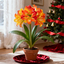 Rare Double Amaryllis/Amaryllis Bulbs/Cold Hardy/Gift/Mix Color That Grow Fast/Golden Jade Carving/Garden Decorations-3 Bulbs-E