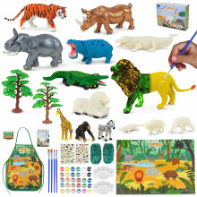 BONNYCO Animal Toys for Children Painting Kit with 16 Jungle Figures, Craft Kits for Kids with Glow in The Dark. Arts and Crafts, Boys Toys 3 4 5 6 7