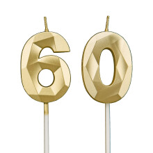 60th Birthday Candles, Gold Number Candles Birthday Decoration, Happy Birthday Cake Toppers, for Birthday Parties Weddings Company Anniversaries (Gol